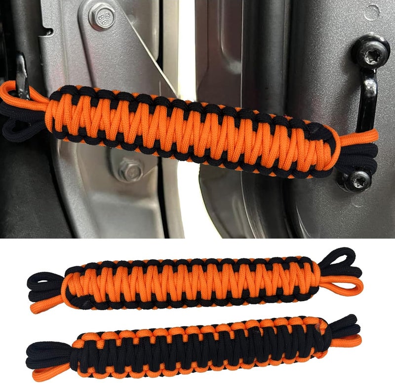 KIXILO Door Limiting Straps for 1987-2023 Wrangler CJ YJ TJ JK JL & Gladiator JT Truck Retractable High Toughness Swing Limiter Replacement Parts 2 Pack (Black Orange) - Image 2